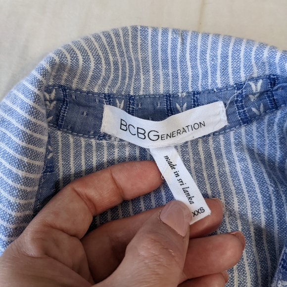 BCBGeneration Button Down Sleeveless Dress Light Blue White Stripes - Picture 3 of 8